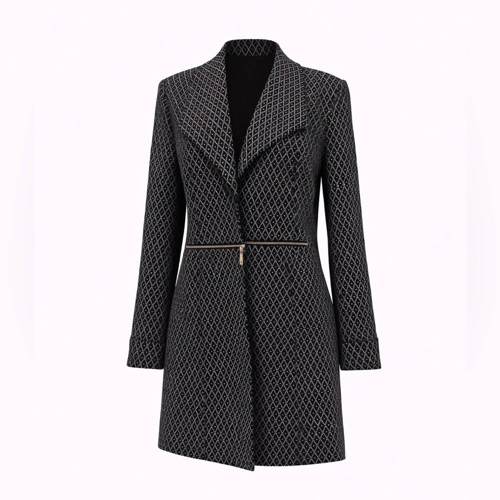 Black Label by Evan Picone | Diamond Print Zip Waist Jacket